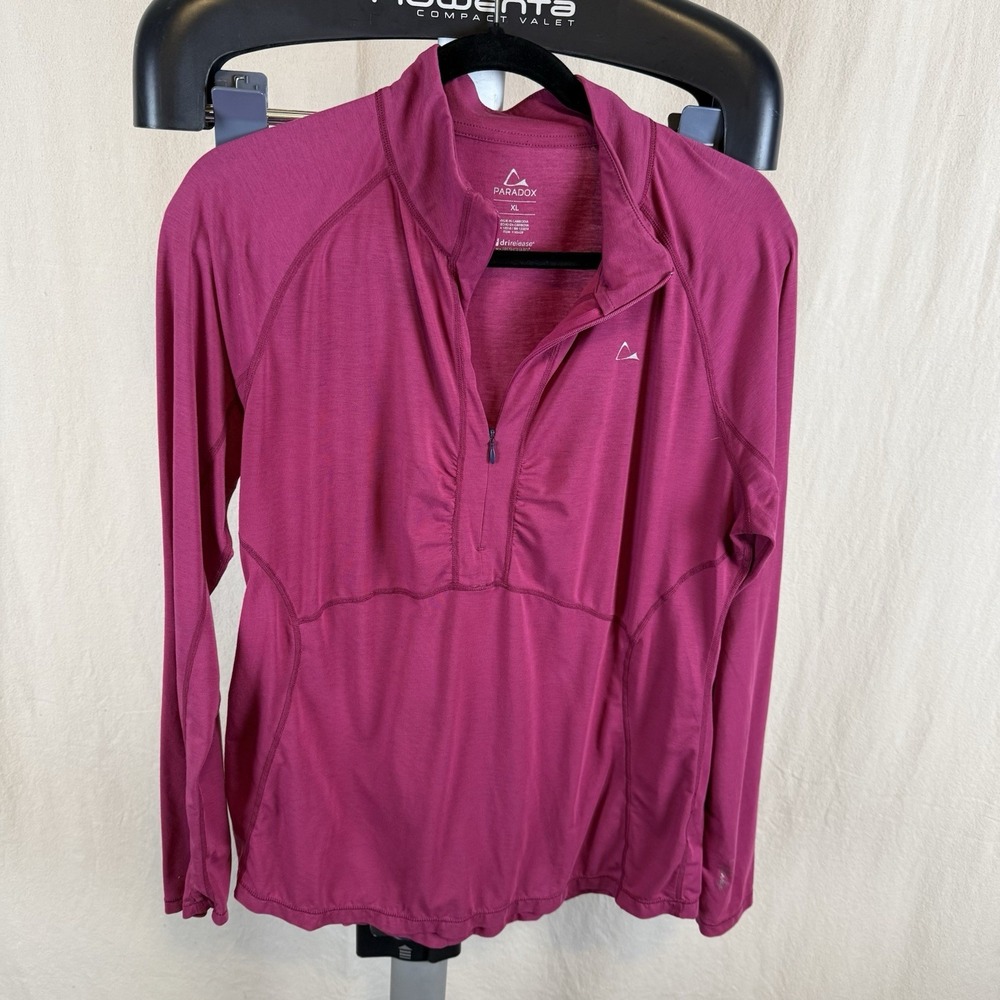 Paradox Womens Shirt XL‎ Raspberry Merino Blend 1/4 Zip Pullover Long Sleeve